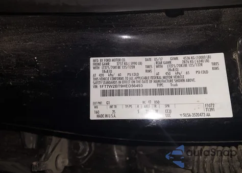 2017 Ford F-250 Xlt z USA, uszkodzony, nr VIN 1FT7W2BT9HED56493